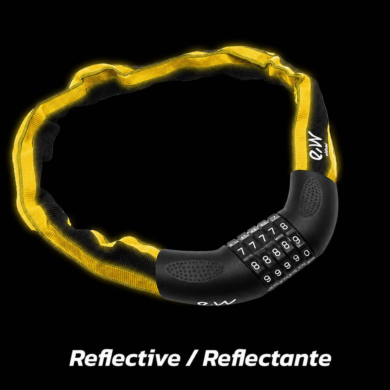 Candado Antirrobo de cadena con contraseña y funda reflectante