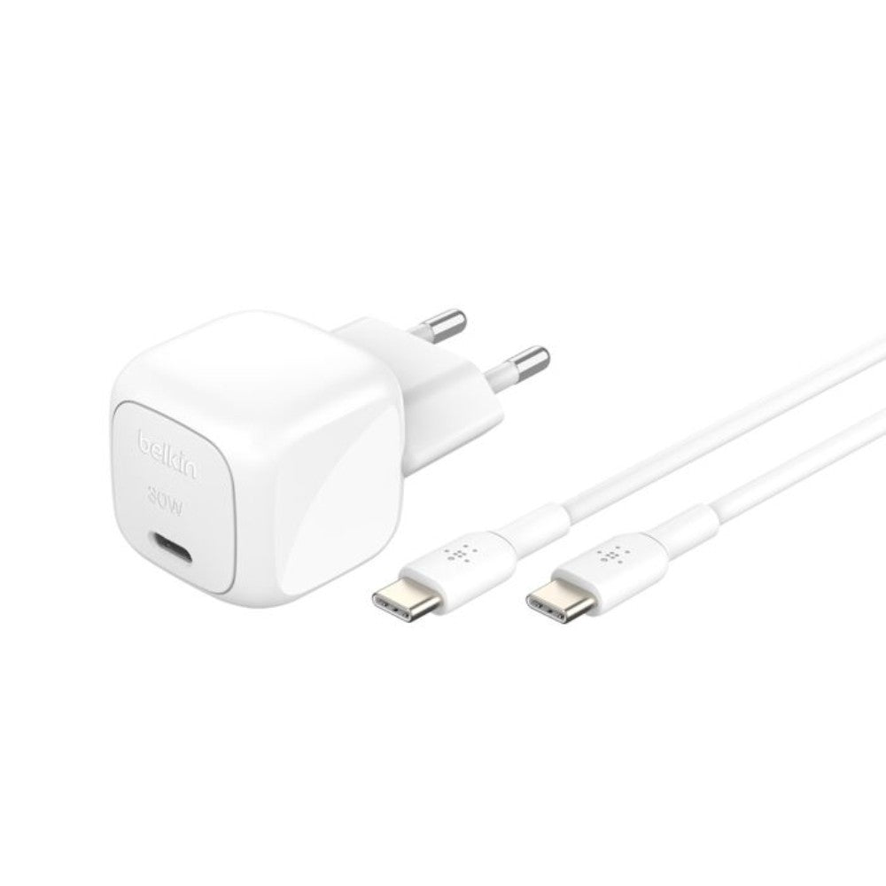 Belkin - Cargador de pared compacto USB-C de 30 W + cable USB-C a USB-C