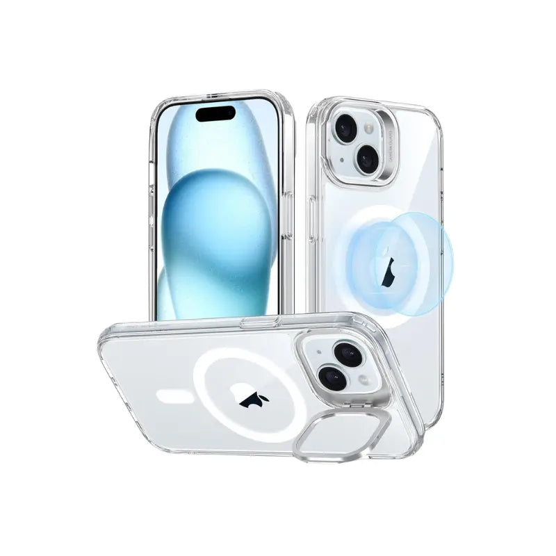 ESR Classic HaloLock - Funda MagSafe iPhone 15 Plus Transparente con Soporte Kickstand