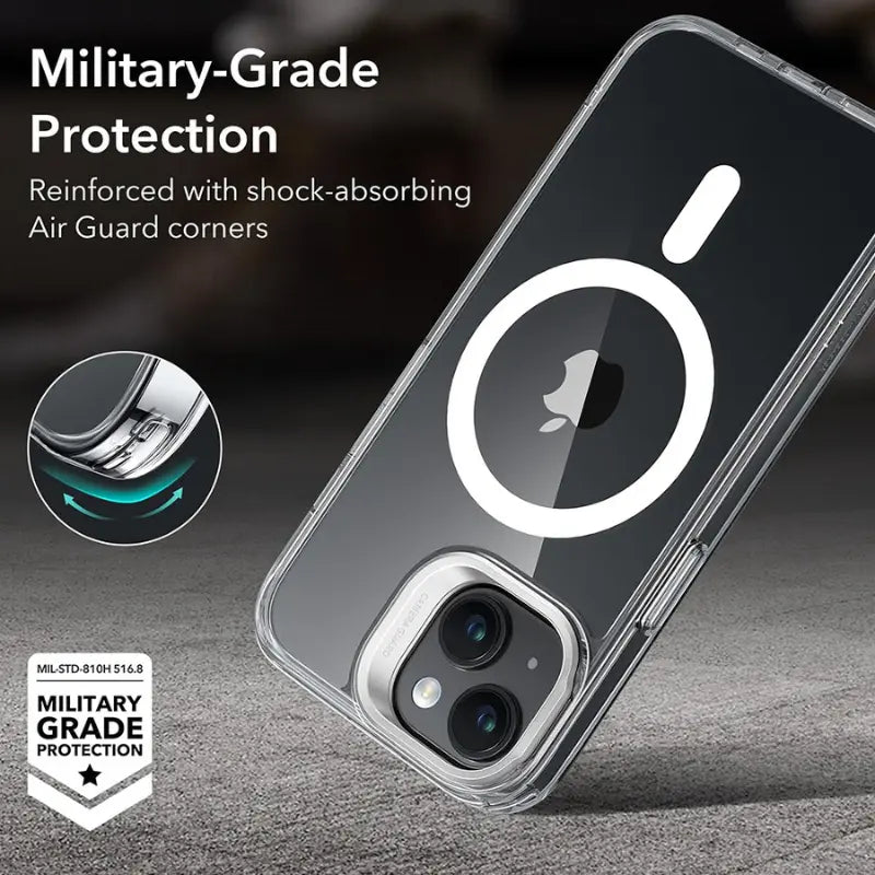 ESR Classic HaloLock - Funda MagSafe iPhone 15 Plus Transparente con Soporte Kickstand