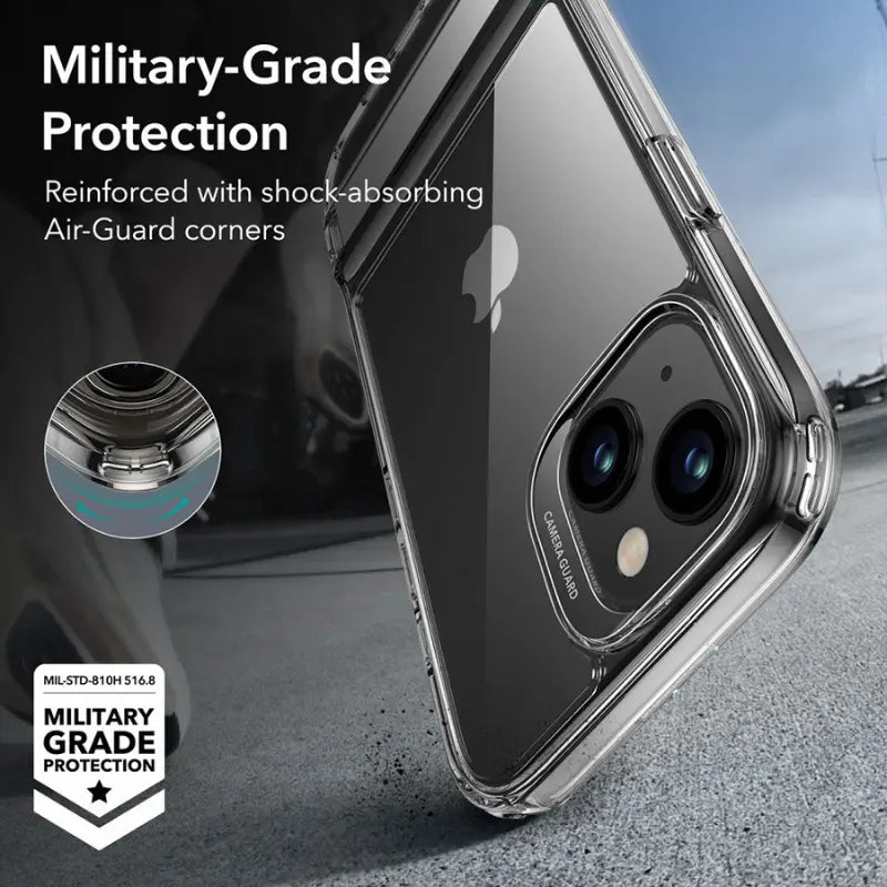ESR Air Shield Boost - Funda iPhone 15 Plus Transparente con Soporte Kickstand