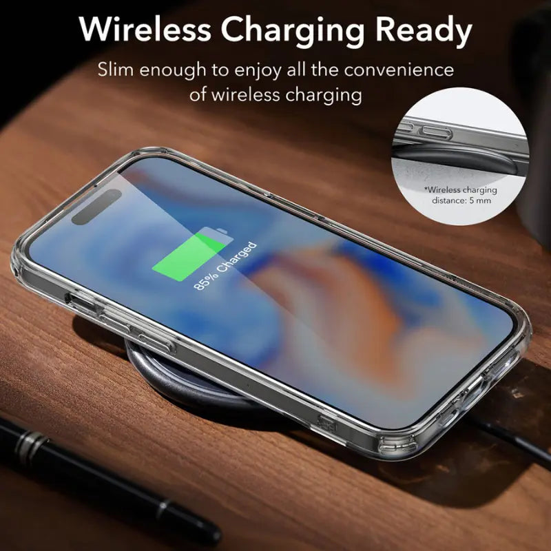 ESR Air Shield Boost - Funda iPhone 15 Plus Transparente con Soporte Kickstand
